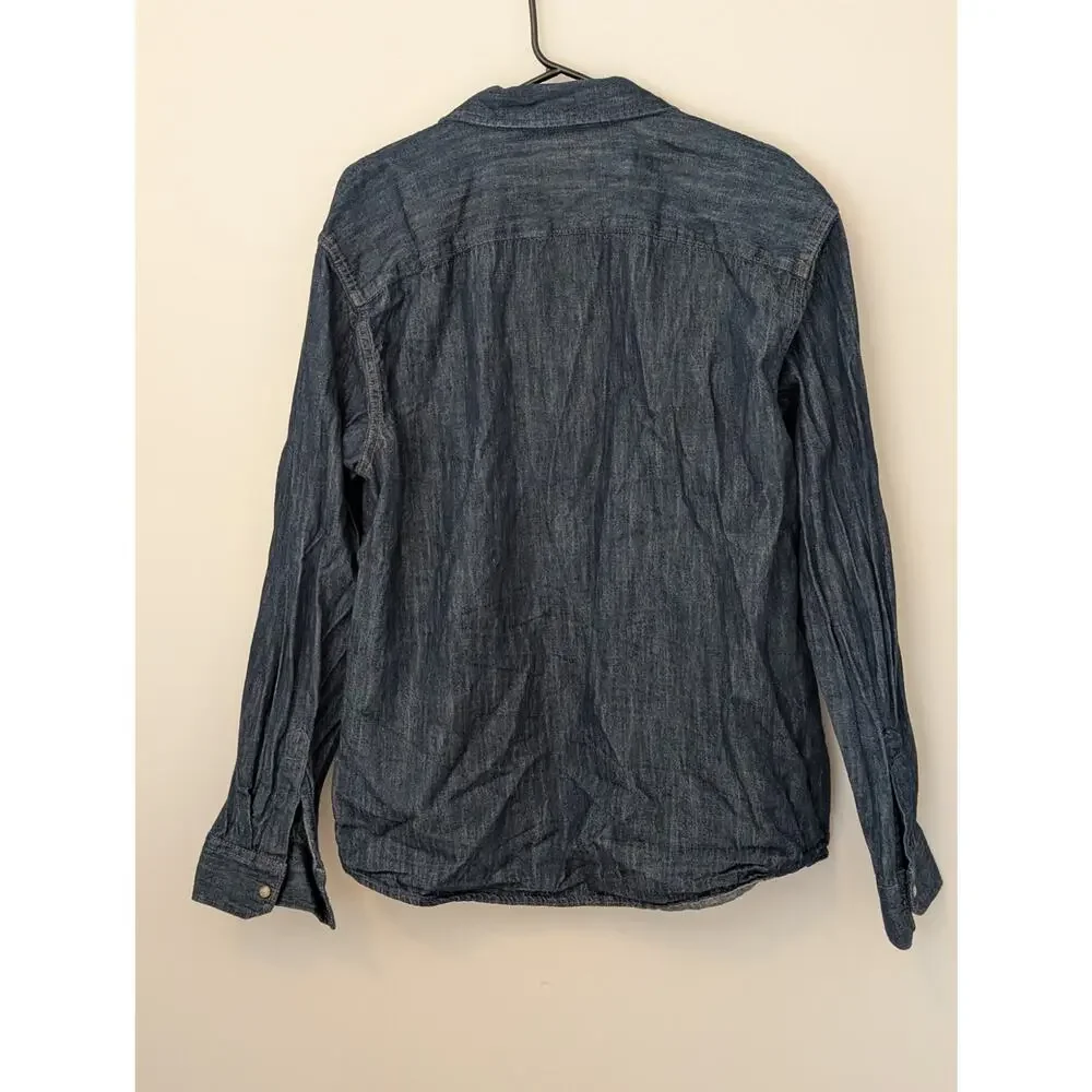 Wrangler Denim Western Pearl Snap Front Shirt Dark Wash XL
